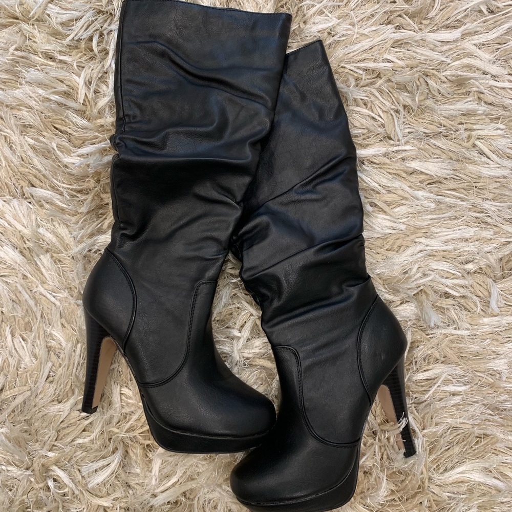 Black leather boots